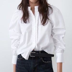 Zara poplin ruffled shirt